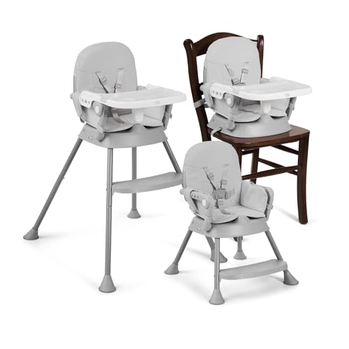 MS - Trona para bebe BELLY Y SPOON - convertible en alzador y en silla- 3 en 1- Trona plegable MS con asiento acolchado (3 COLORES) - Portátil, estable y segura (SPOON GRIS)