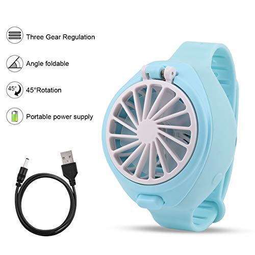 VECUU - Ventilador de reloj pequeño eléctrico portátil con ventilador de aire con USB 3 velocidades plegable y silencioso ajustable para el hogar, oficina, escuela, viajes al aire libre
