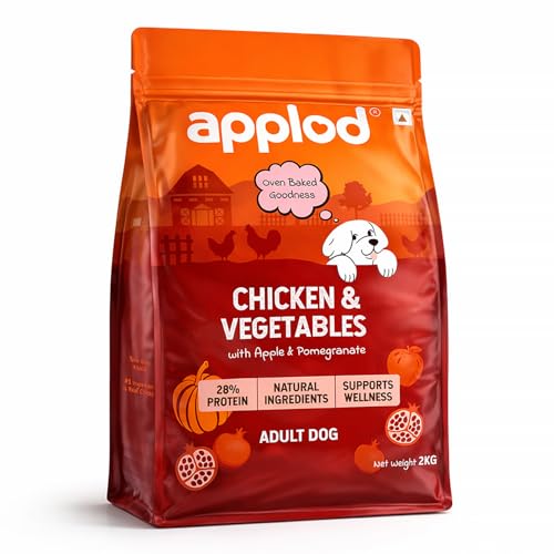Image of Chicken & Vegetables with Apple & Pomegranate Adult Dry Dog Food | Oven-Baked Complete Nutrition for Skin & Coat Health | Vet-Reviewed Formula | 2kg