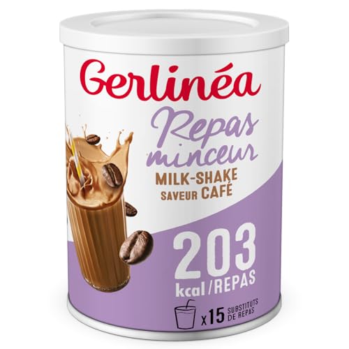 GERLINÉA – Boisson Milkshake Café – Substitut de Repas Minceur Riche en Protéines – 13 Vitamines & 10 Minéraux – Faible en Graisses Saturées – 15 Repas...