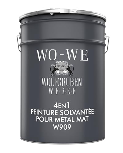 WO-WE Peinture métal MAT 3 en 1 anti-corrosion fer, acier W909 - Noir 2,5L