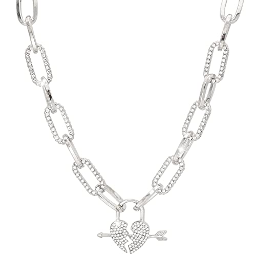 Gleamart Cadena con cierre de cadena, gargantilla con diamantes de imitación, para mujer Cover