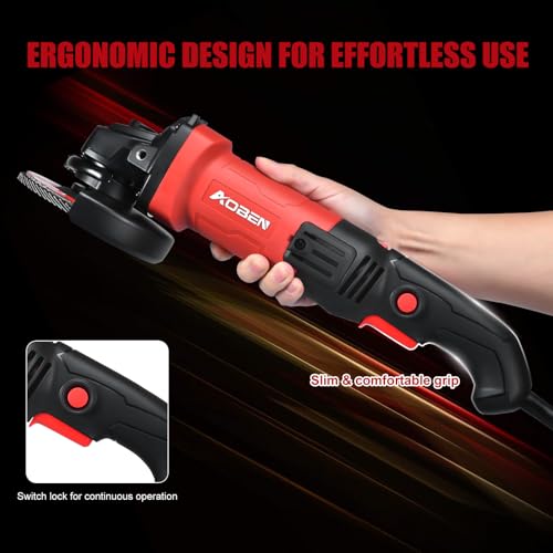 Image of AOBEN 900W Angle Grinder 4-1 /2 inch | 7.5Amp, 11000 RPM, 6-Speed Corded Electric Cut off Tool with Switch Lock | for DIY & Metal Cutting, Grinding & Polishing