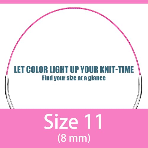 Image of cuteDIY Size 11 Circular Knitting Needles 16 Inch, US 11 / 8mm, Metal | Smooth Join and Flexible Cable Help Yarn Glide with Less Snagging for Hats, Sleeves and Chunky Yarn