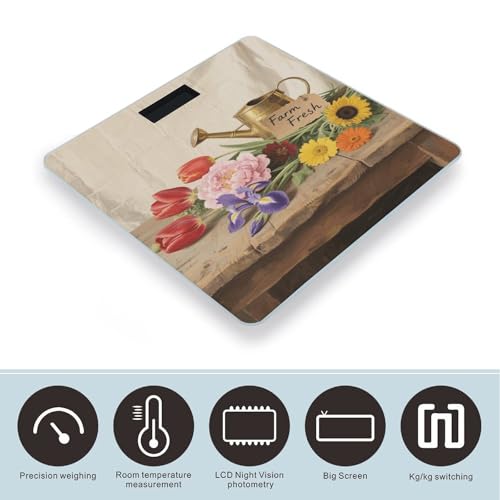 Báscula digital de baño flores coloridas Farm Fresh LCD miniatura 3