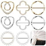 CONJURAIDE 8 Stück Gürtelschnalle Damen, Metall Schalring Tuchring T Shirt Clip T-Shirt Schal Clips Perlenschal Schnalle Modische Accessoires Krawattenringe Brosche für Schal Hemd Taillenmie