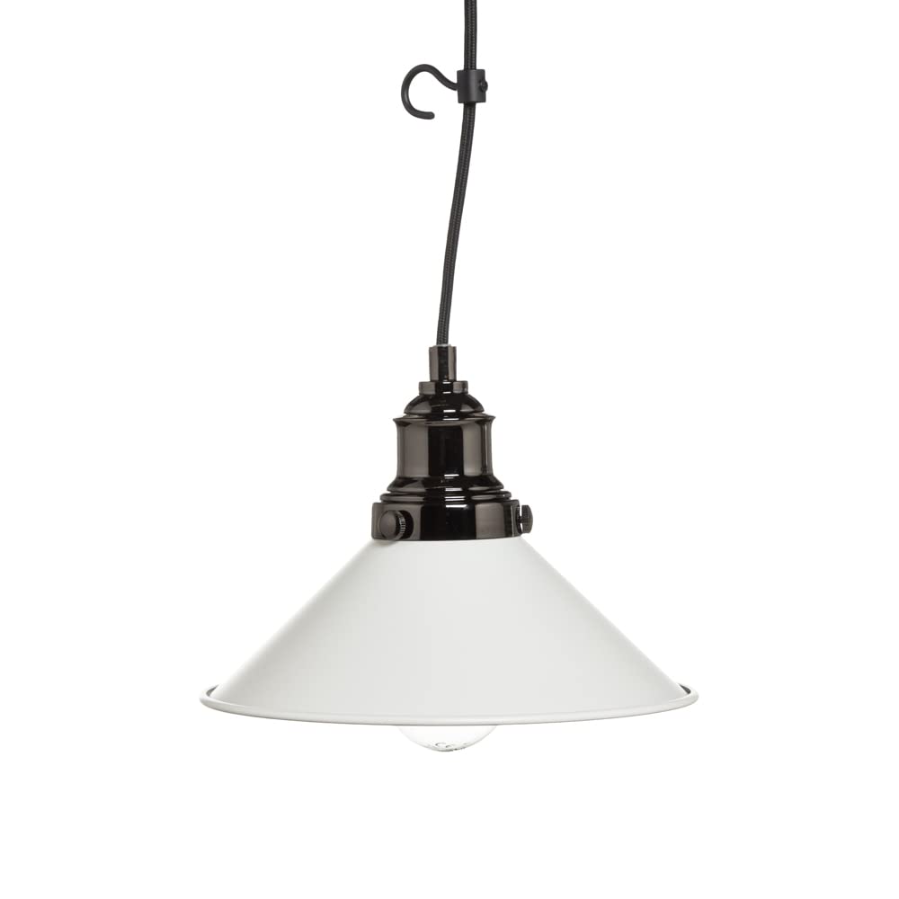 Litecraft White Senna Ceiling Pendant Wall Plug In Braided Cable Light - Black Nickel,
