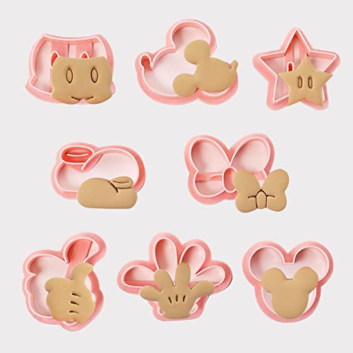 ZOOMPIL Cortador de Galletas Mouse, Mouse Cookie Cutter, 3D Cartoon Cookie Cutter, Accesorio de Cocina, para Fondant y Hornear, 8 Piezas