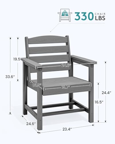 Image of SERWALL Outdoor HDPE Dining Chairs with Arms & Widended Seat, Set of 4, Gray