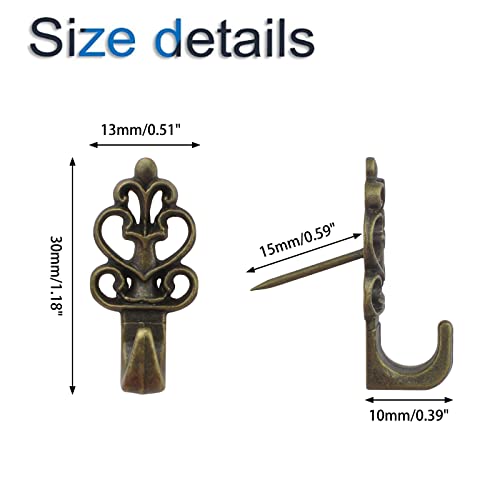 Image of INCREWAY Push Pin Hangers, 20Pcs Bronze Flower Shaped Push Hooks Vintage Picture Hanging Pin Hooks Small Wall Hooks with Nail for Hanging