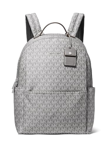 Michael Kors Sable Large Backpack Silver-Tone Hardware/MK Signature Coated Twill/Storm