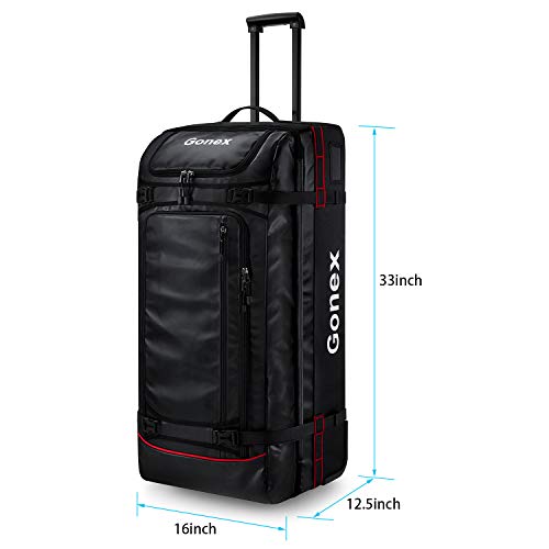Gonex Rolling Duffle Bag with Wheels, 100L Water Repellent Large Wheeled Travel Duffel Luggage with Rollers 30 inch, Black