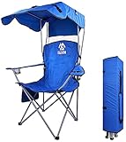 Elevon Canopy Chair Folding Camping Recliner Support with Carrying Bag, Blue