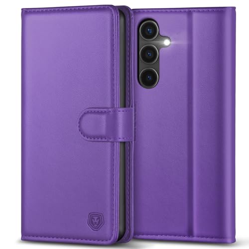 Coque Samsung S25 Plus 5G antichoc violet foncé étui portefeuille avec béquille