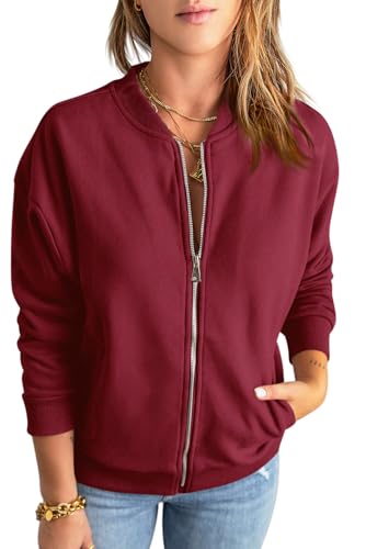GeGekoko Womens Zip Up Sweatshirts Jackets Long Sleeve Casual Loose Outwear with Pockets