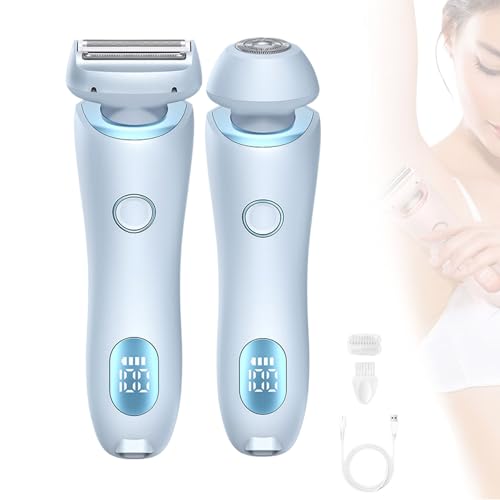 Maquinilla de afeitar Dusk Glide Pro 3.0 for mujer, afeitadora con cabezal extraíble, resistente al agua IPX7, recargable en seco y húmedo, 2 en 1, recortadora de bikini eléctrica de doble cabezal for