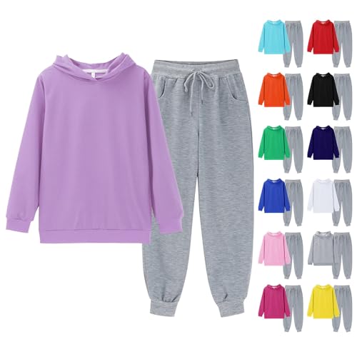 Boys Girls 2 Piece Sweatsuit Fall Outfits Color Block Sweatshirt + Jogger Sweatpants Clothing Set for Kids Winter Tracksuit