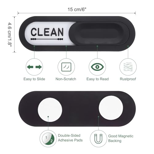 QUARKZMAN Geschirrspüler Magnet Sauber Schmutzig Schild Oval Magnetischer Geschirrspüler Indikator Herz Kratzfestes Schild mit Aufklebern für Geschirrspüler Küche Hotel, Schwarz