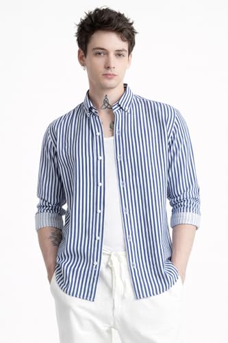 Image of Men's Cotton Casual Printed Striped Stylish Shirt for Men