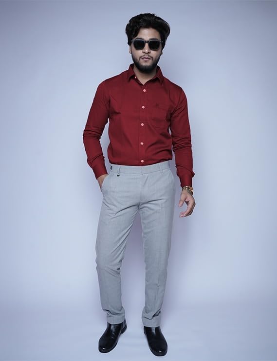 Image of Men's Slim Fit 100% Cotton Solid Full Sleeve Shirt | Premium Casual & Formal Wear for Men