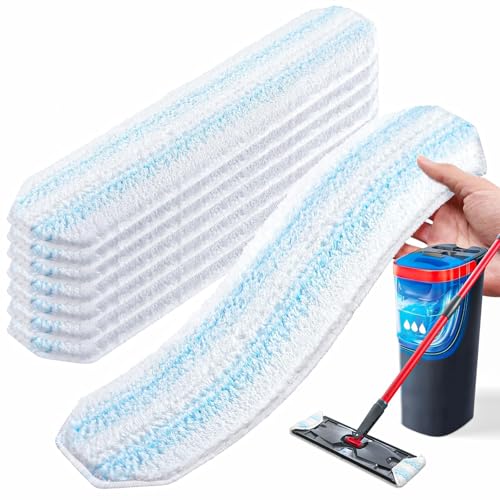 AIR U+ 8 Pack Mop Pad Refills for O-Cedar H2prO Flat Mop System Machine Washable Microfiber Pads Reusable Covers for Hardwood Tile Laminate Vinyl