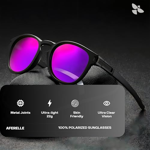 Image of Aferelle | IUnisex Round TAC Polarized Sunglasses | For Bike Riders | Running | Outdoor | Sports | Medium