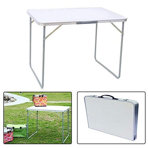 Lumiereholic - Mesa Plegable para Picnic o jardín, Mesa de Camping, Ajustable, Mesa Plegable portátil, Color Blanco-120cm