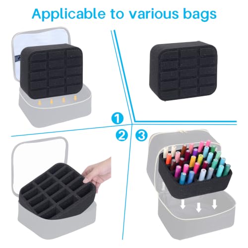 Image of Nail Polish Organizer Holder Foam Pad DIY with 15 Slots for Storage Nail Polish or Essential Oil Tray for Drawers Black
