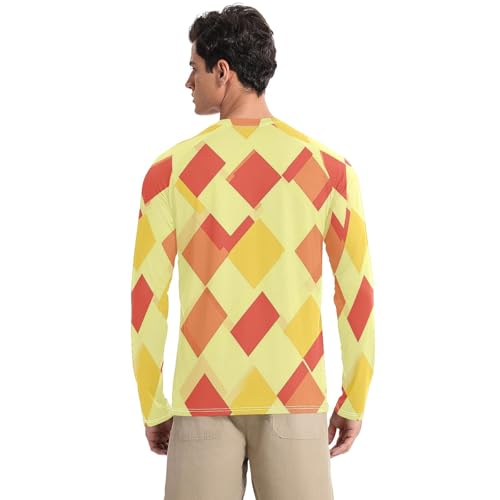 Yellow Red Mushroom UPF 50+ Sun Shirts for Men Loose Crew Neck Comfort Rash Guard Long Sleeve Outdoors2