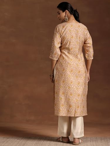 Image of Libas Womens Printed Silk Straight Kurta for Women Suit