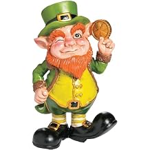 Fun Express Leprechaun Figurine Garden Statue for St Patricks Day Decorations Outdoor - 11.5 Inch Hand-Painted Irish Decor | Weather-Resistant Resin for Yard, Porch & Holiday Display