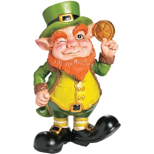 Fun Express Leprechaun Garden Figure for St Patricks Day - 11.5 Inches Tall - Hand Painted - Outdoor Yard Decor Statue