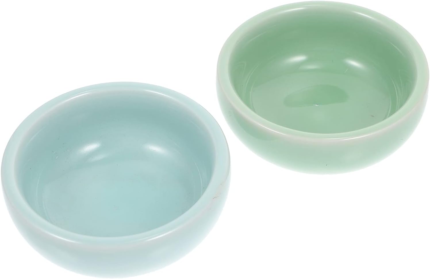 NUOBESTY 2Pcs Ceramic Ink Dish Pottery Porcelain Trinket Ring Candy Nesting Round Bowl Tray Salad Desert Plate Inkstone for Chinese Japanese Calligraphy Painting
