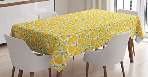 ABAKUHAUS Poire Nappe, Fruit Basket Miam santé, Linge de Table Rectangulaire pour Salle à Manger Décor de Cuisine, 140 cm x 200 cm, Moutarde Lime Green