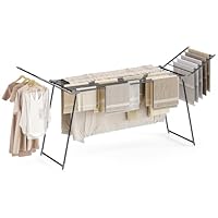 SYKIARIOL Clothes Airer, Winged Clothes Drying Rack, Foldable Drying Rack Laundry Indoor, Space Saving Outdoor Clothes Dryer, Airers Clothes Indoor Foldable for Towels (Black, 248 * 59 * 100cm)