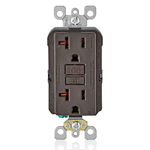 Leviton GFNT2 Self-Test SmartlockPro Slim GFCI Non-Tamper-Resistant Receptacle with LED Indicator, Wallplate Included, 20-Amp, Brown