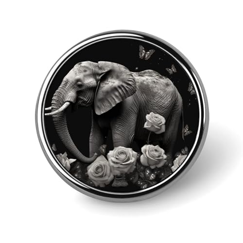 Aluminium Alloy Round Badge Brooch Pins for Men Elephant And Butterfly Brooches Elegant Pin for Women Fashion Button Badges Brooch Badge for Hats Jackets Shirts