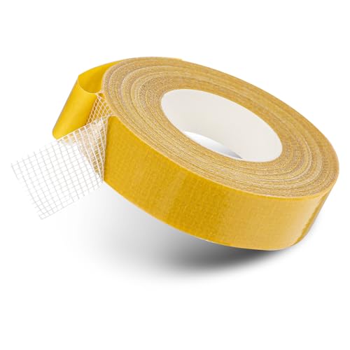 ElevateTech Double Sided Fabric Tape, 0.79 x 66 FT Heavy Duty Mounting Tape for Clothes Fiberglass Mesh Clear Sticky Tapes High Tack Strong Adhesive Carpet Rugs Tapes