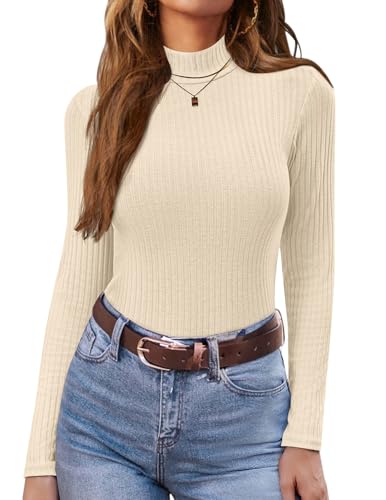 Ekouaer Women's Mock Turtleneck Long Sleeve Shirts Ribbed Knit Thermal Tops - image 1