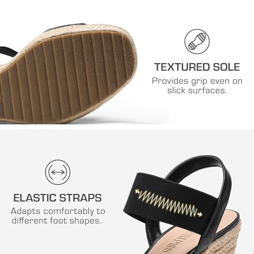 DREAM PAIRS Womens Open Toe Espadrilles Dressy Platform Sandals Slip on Elastic Ankle Strap Wedges Sandals3