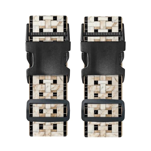 Image of Nuxovilar Luggage Straps Set for Suitcase 1.96x90.5in Polyester | Cargo Strap Travel Belt Security Buckle Band Business Travel Formal Trip Daily Use (Marble Mosaic)
