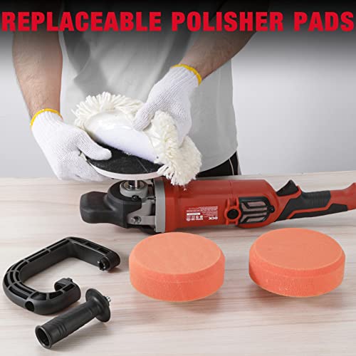 Dck Buffer Polisher, 7-Inch Buffer Waxer, 8 Variable Speeds 600-3500 Rpm, Detachable Handle, Soft Start, Ideal Polisher For Polishing Car/Boats, Marble Waxing, 2 Sponge Pads & 1 Wool Pad (Ksp05-180) #TOP7