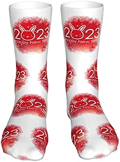 883 Compression Socks Year Of The Rabbit Happy New Year 2023 Sports Socks Breathable Crew Socks Soft Athletic Socks For Walking Jogging Trekking 40cm