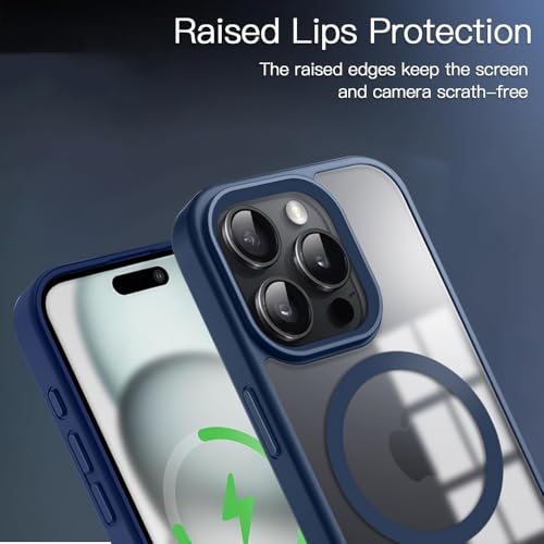 Image of KARWAN️ Hybrid Transparent iPhone 14 Pro Max Back Cover Case Compatibe with MagSafe | Shockproof Design |Camera Protection Bump |Transparent Back Cover Case for iPhone 14 Pro Max(PC,TPU|Blue Bumper