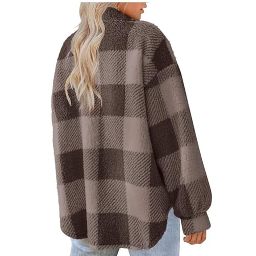 Ceboyel Flannel Shirt for Women 2023 Plaid Jackets Coat Long Sleeve Oversized Shacket Trendy Causal Fall Winter Clothes4