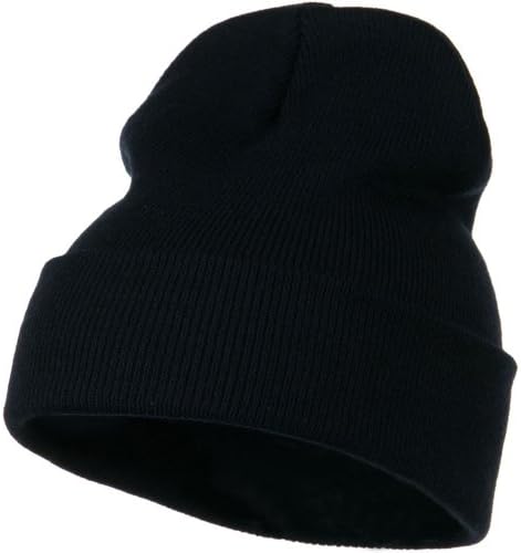 12 Inch Long Knitted Beanie - Navy OSFM