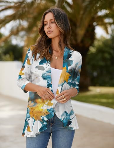 Image of Zeagoo Women's Open Front Cardigan 2026 Spring Summer Lightweight 3 /4 Sleeve Draped Ruffles Cardigans S-3XL