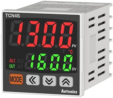 Autonics TCN4S-24R Temp Control, 1/16 DIN, Dual Display 4 Digit, PID Control, Relay & SSR Output, 2 Alarm Output, 100-240 VAC