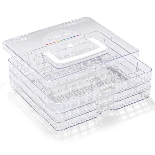 Shuttle Art 36 Automatic Ink Control Acrylic Paint Markers Organizer, Portable 3-Layer Transparent Storage Box, Stackable Pen Holder for Art Supplies,