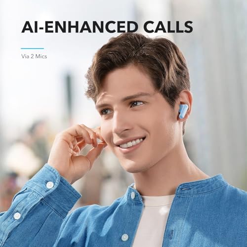 undefined Soundcore by Anker P20i True Wireless Earbuds, 10mm Drivers with Big Bass, Bluetooth 5.3, 30H Long Playtime, Water-Resistant, 2 Mics for AI Clear Calls, 22 Preset EQs, Customization (Light Blue) の商品画像 5